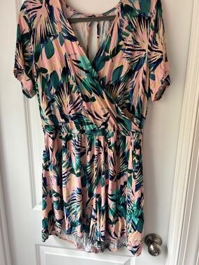 torrid Tropical Knit Top in Pink, Green & Navy